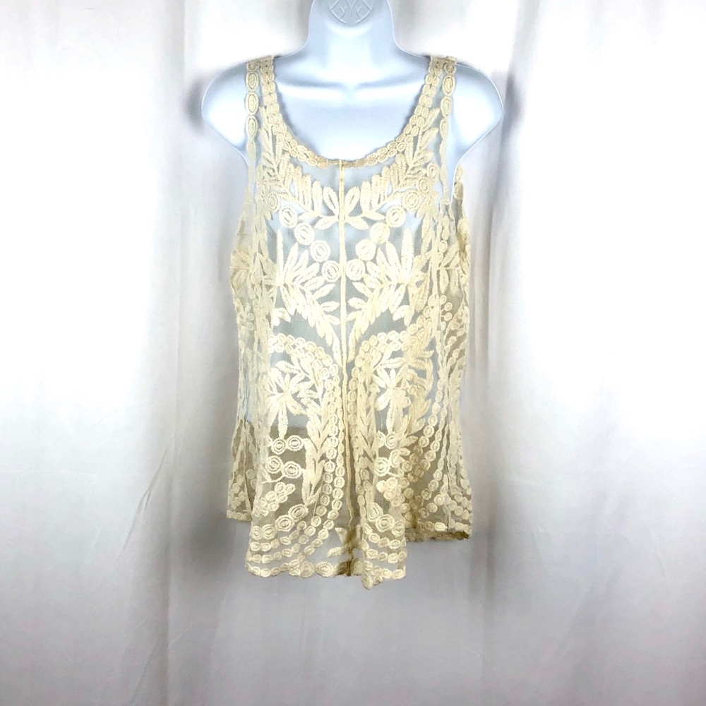 Cynthia Rowley Cotton blend sheer lace tank top M